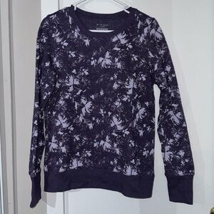 Purple Floral Print Tek Gear Crewneck Sweatshirt - Size Medium